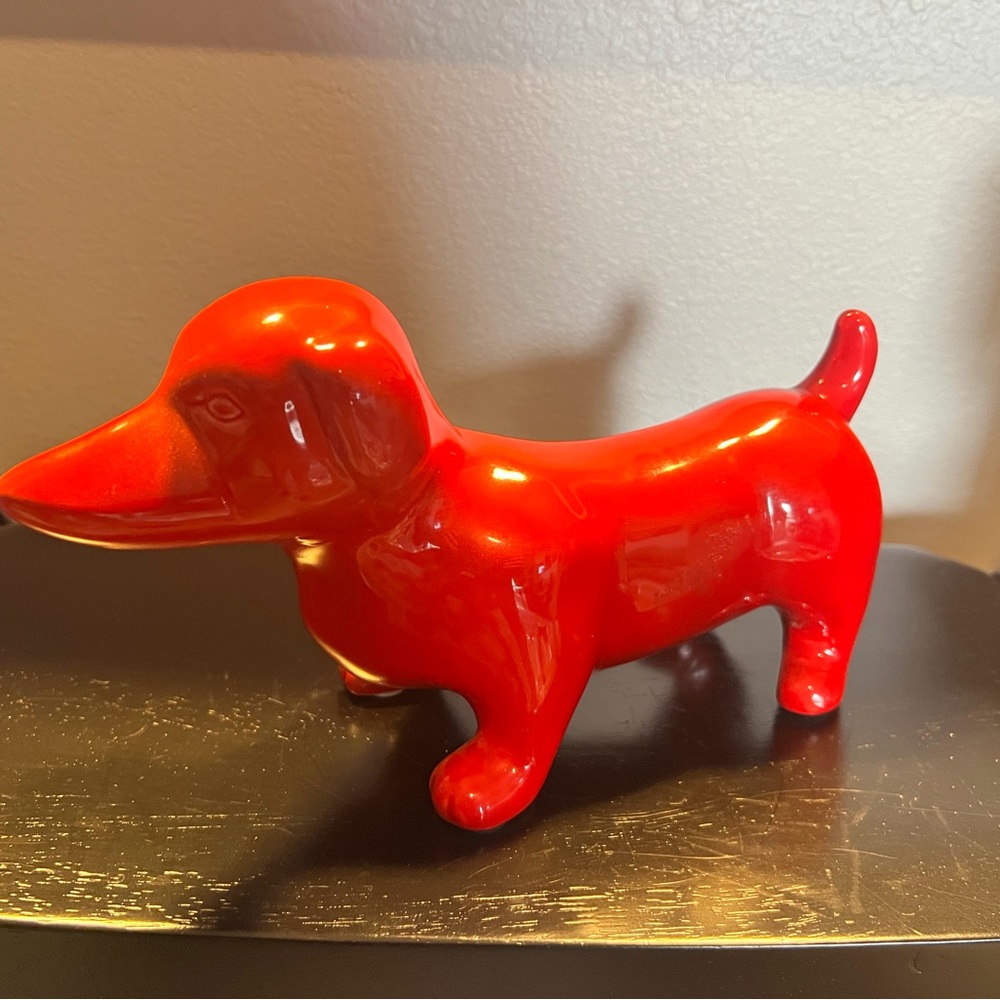 Red Dachshund Ceramic Figurine